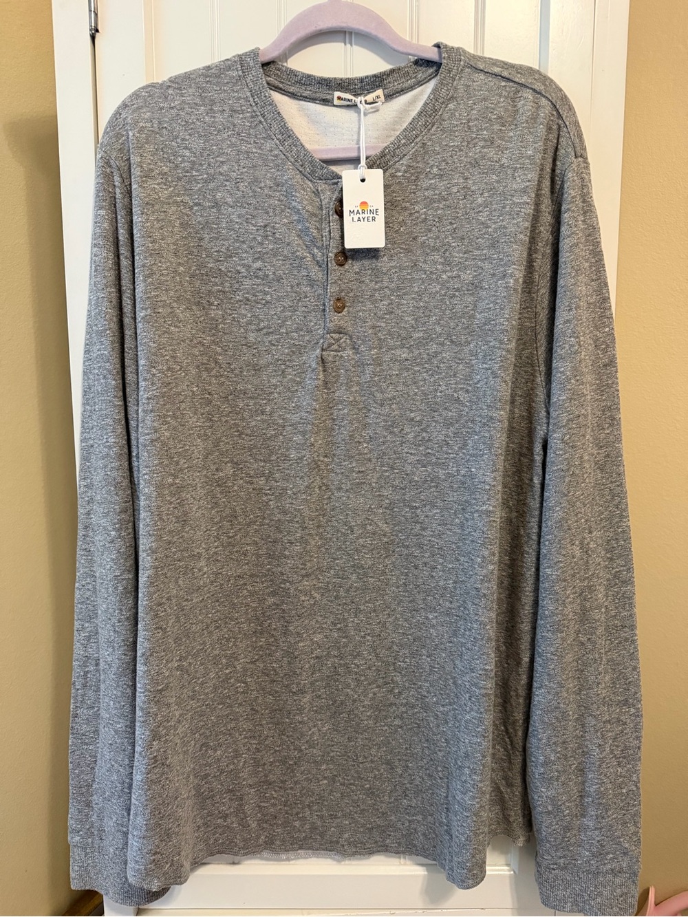 Marine Layer Double Knit Henley L/XL Gray NWT